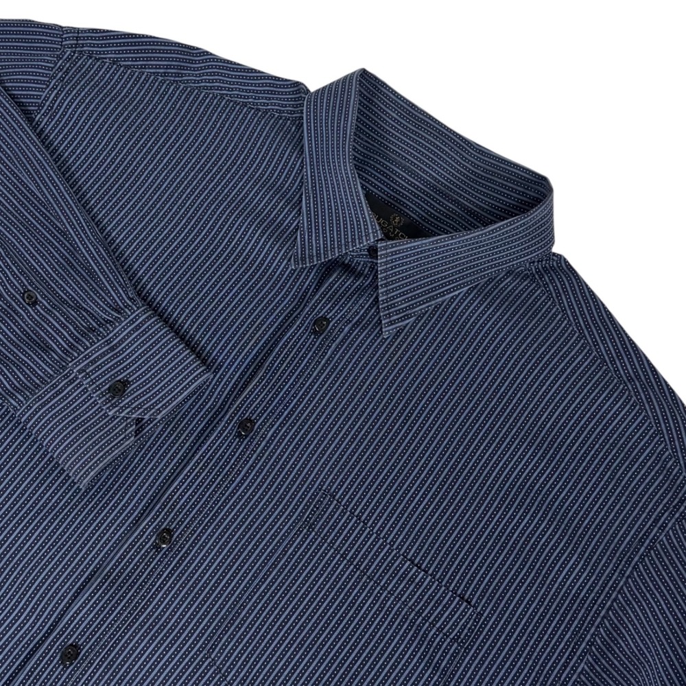 Bugatchi Uomo Men's XXL Navy Blue Striped Long Sleeve Button Down Cotton Shirt